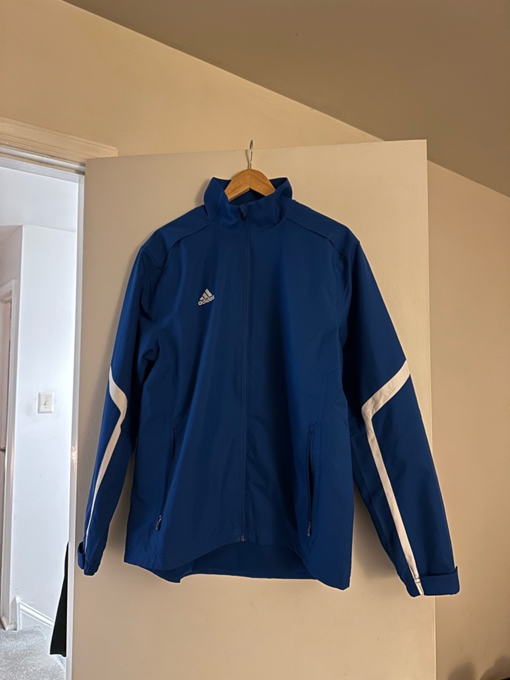 adidas Men’s Royal Blue Performance Zip Jacket with White Accents